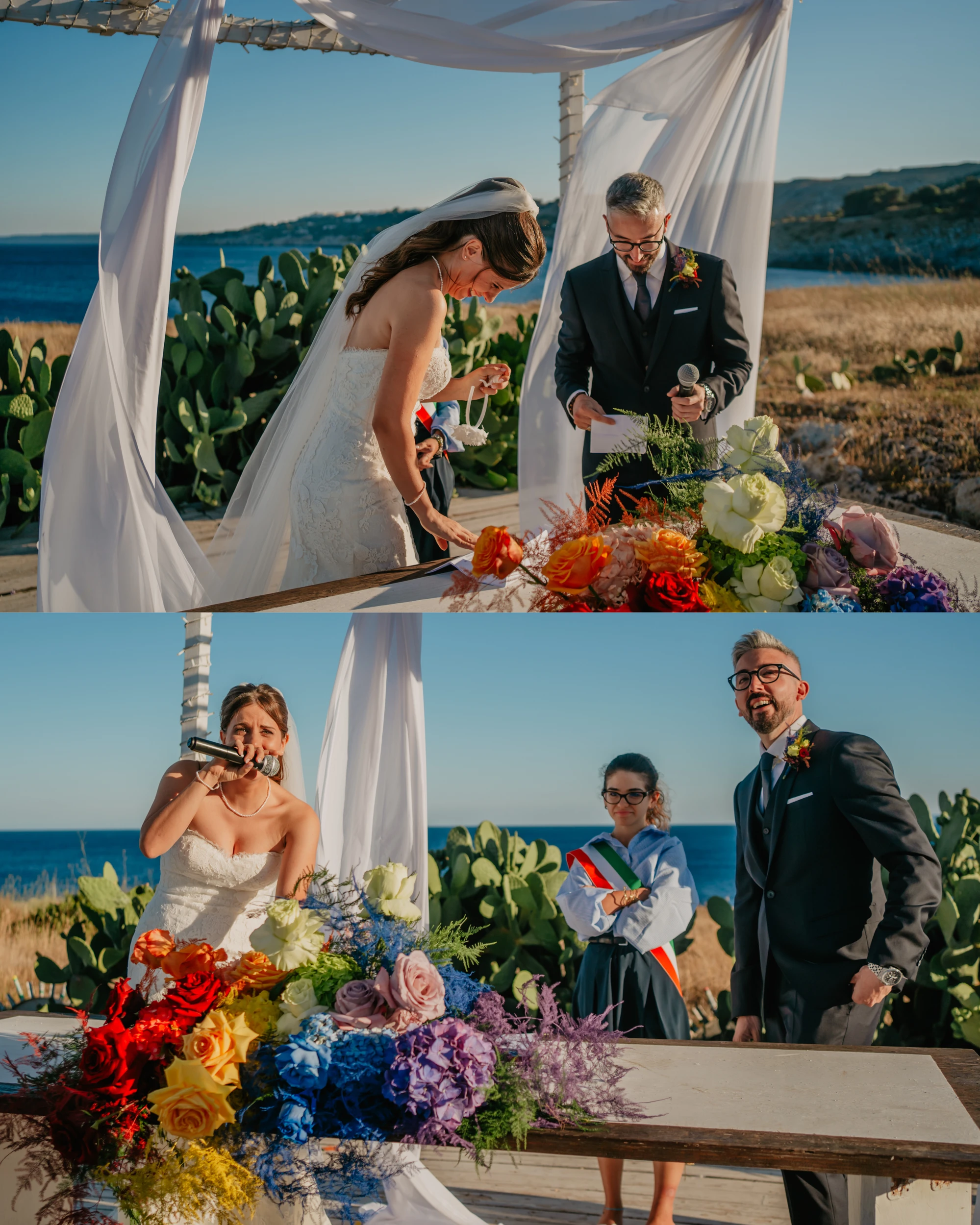 Emanuela Venuti fotografo matrimonio - cerimonia al mare con fiori